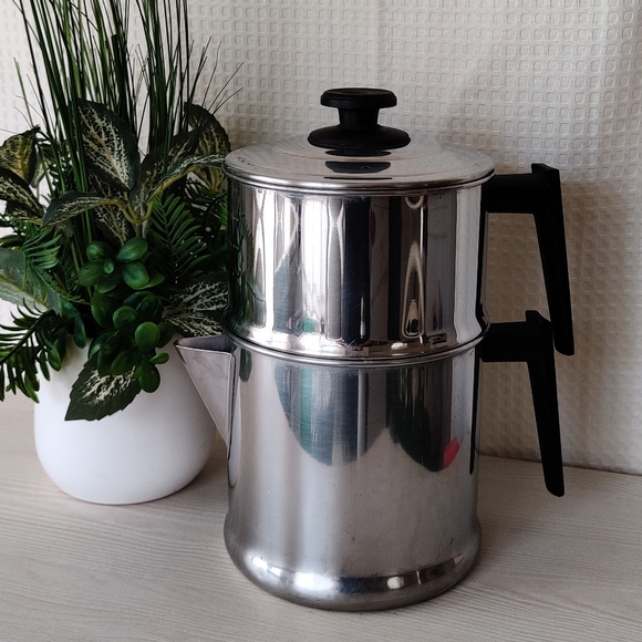 Vintage Lifetime Stainless Steel Coffee Pot, Percolator Style